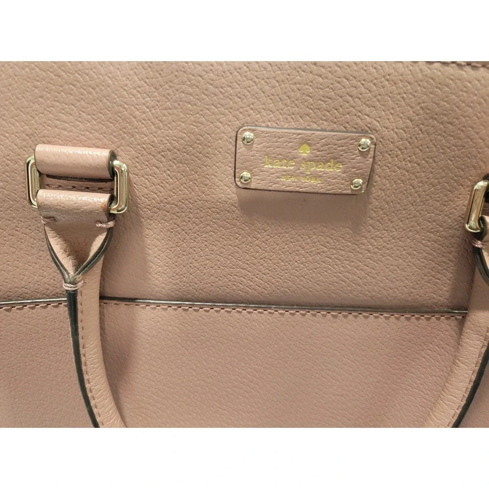 Kate Spade New York Pink Pebbled Leather Satchel Crossbody Handbag Gold Hardware